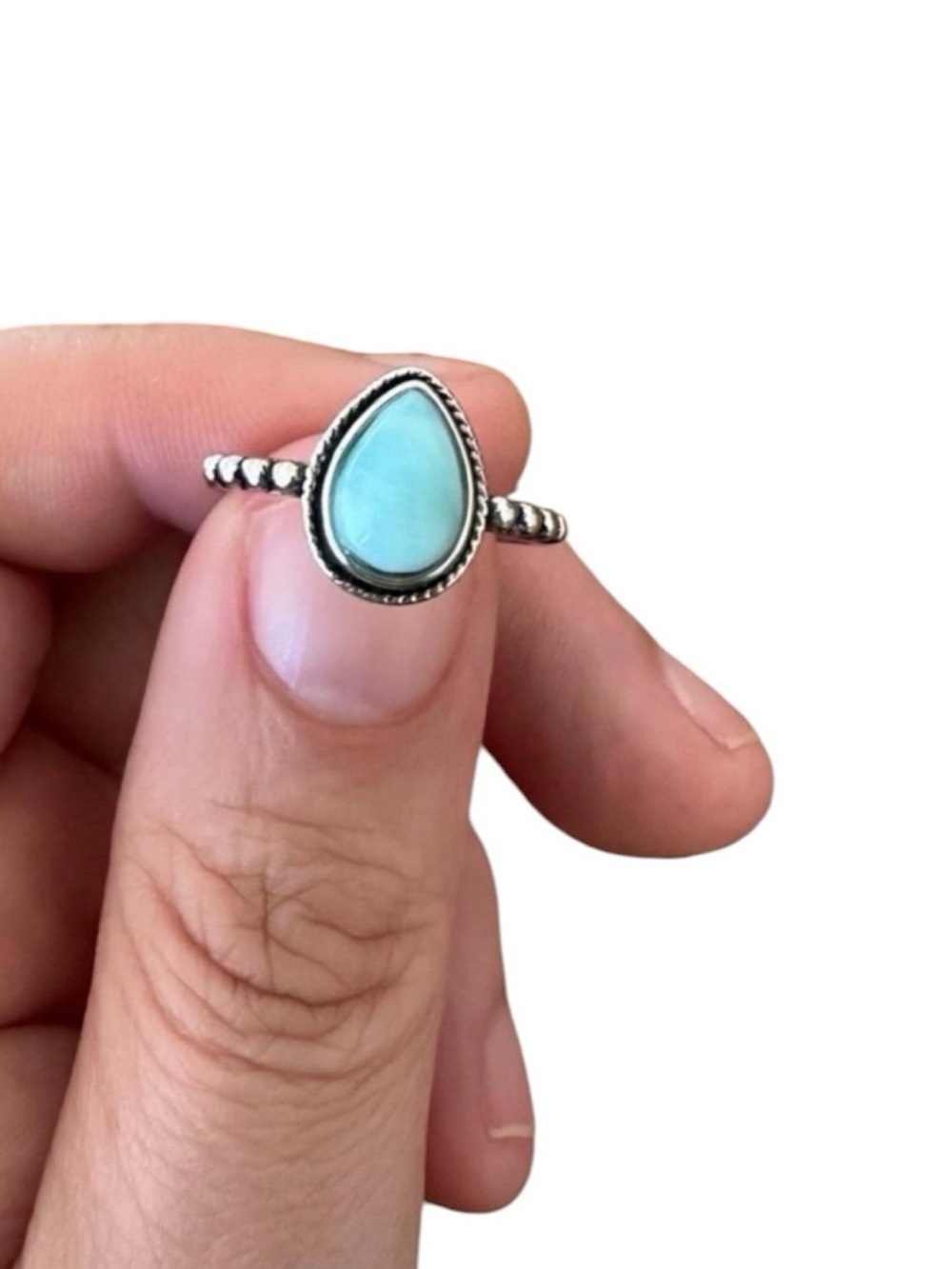 Faux Turquoise Teardrop Ring
